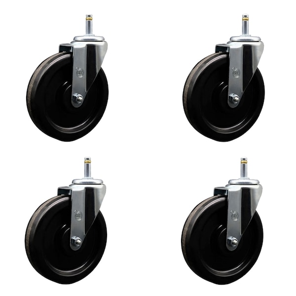Service Caster 6'' Phenolic Swivel 7/16'' Grip Ring Stem Caster with Total Lock Brake, 4PK SCC-GR20S615-PHS-716138-4 - main